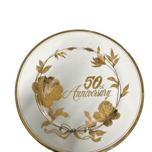 Gold plated and White 50th Anniversary Plate
